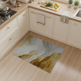 ODIKA Modern Abstract Gold Wavy Washable Area Rug - Low Pile, Non-Slip & Pet Friendly