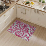Vibrant Pink Waves and Orange Dots Area Rug