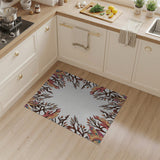 Vibrant Multi-Color Feather Leaf Frame Rug