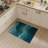 Serene Blue Teal Ocean Waves Area Rug