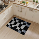 Black and White Modern Black White Geometric Checkerboard Area Rug