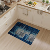 Navy Teal Abstract Geometric Area Rug
