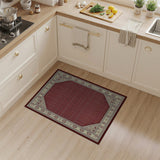 Red Traditional Persian Area Rug with Ornate Borders