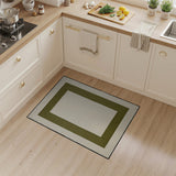Cream Area Rug with Bold Green Border Frame