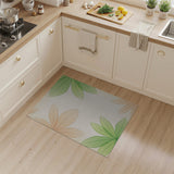 Green Peach Watercolor Leaves Area Rug