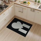 White Heart Geometric Area Rug on Black