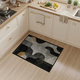 Modern Black Gold Geometric Abstract Area Rug