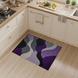 Purple Abstract Wave Geometric Area Rug