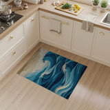 Coastal Beach Ocean Waves Blue Teal Area Rug