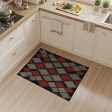 Red Grey Diamond Geometric Area Rug