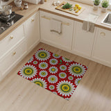 Vibrant Red Daisy Sunflower Floral Area Rug