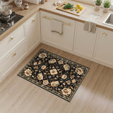Black Floral Vintage Area Rug