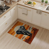 Orange Elephant Savanna Sunset Area Rug