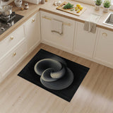 Abstract Swirl Black White Area Rug