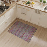 Vibrant Pink Multi-Color Geometric Stripe Rug