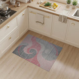 Abstract Swirl Pink Grey Area Rug