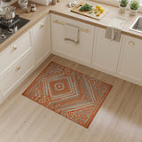 ODIKA Washable Southwestern Geometric Area Rug - Terracotta Orange Low Pile Non-Slip Rug