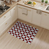 Bold Red Notched Grid Area Rug