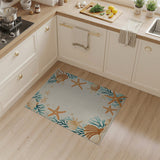 Beige and Neutral Coastal Seashell Starfish Area Rug