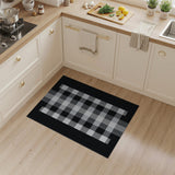 Black White Geometric Check Area Rug