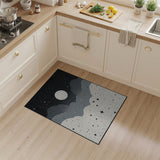 Starry Night Sky Moon Over Mountains Area Rug