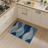 Serene Blue Layered Wave Area Rug