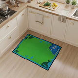 Playful Blue Three-Eyed Dino Green Jungle Kids Rug