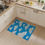 ODIKA Pixel Cloud Sky Blue Washable Area Rug - Retro 8-Bit Low Pile Non-Slip Carpet