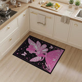 Pink Pixel Fairy Wings Butterflies Area Rug
