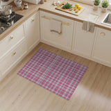 Pink White Gingham Checkered Area Rug