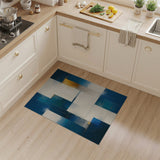 ODIKA Modern Abstract Geometric Teal & Blue Washable Area Rug - Low Pile