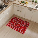 Bold Red Geometric Maze Red Area Rug