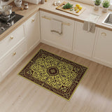 Gold and Silver Ornate Gold Medallion Persian Area Rug