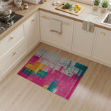Vibrant Pink Teal Geometric Area Rug