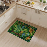 Green Dinosaur Jungle Adventure Kids Area Rug