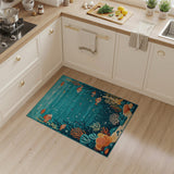 Teal Ocean Fish Coral Kids Area Rug
