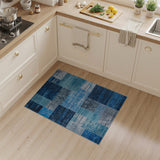 Blue Teal Heritage Tribal Patchwork Area Rug
