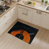 Orange Vinyl Record Geometric Area Rug