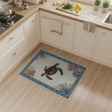 Sea Turtle Coral Reef Border Rug