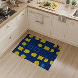 Yellow Geometric Shapes on Navy Blue Area Rug