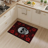 Red Rose Skull Gothic Area Rug