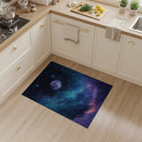Mystical Night Sky Area Rug with Moon Stars Nebula