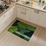Lush Green Monstera Leaf Geometric Area Rug