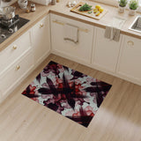 Abstract Red Black Brushstroke Floral Area Rug