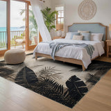ODIKA Washable Tropical Palm Leaf Area Rug, Non-Slip Low Pile Modern Boho Carpet