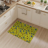 Vibrant Yellow Sunflower Rug with Blue Florals