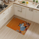 Cute Blue Fox Orange Kids Area Rug