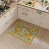 Ornate Gold Persian Area Rug with White Intricacy
