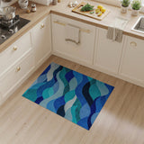 Layered Blue Wave Abstract Area Rug