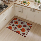 Orange Pumpkin Maple Leaf Area Rug